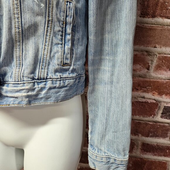 Vintage Y2K Women's MUDD Distressed Cropped Denim Jean Jacket Small - Picture 5 of 8